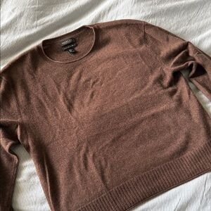 Brown 100% Cashmere Crewneck Sweater